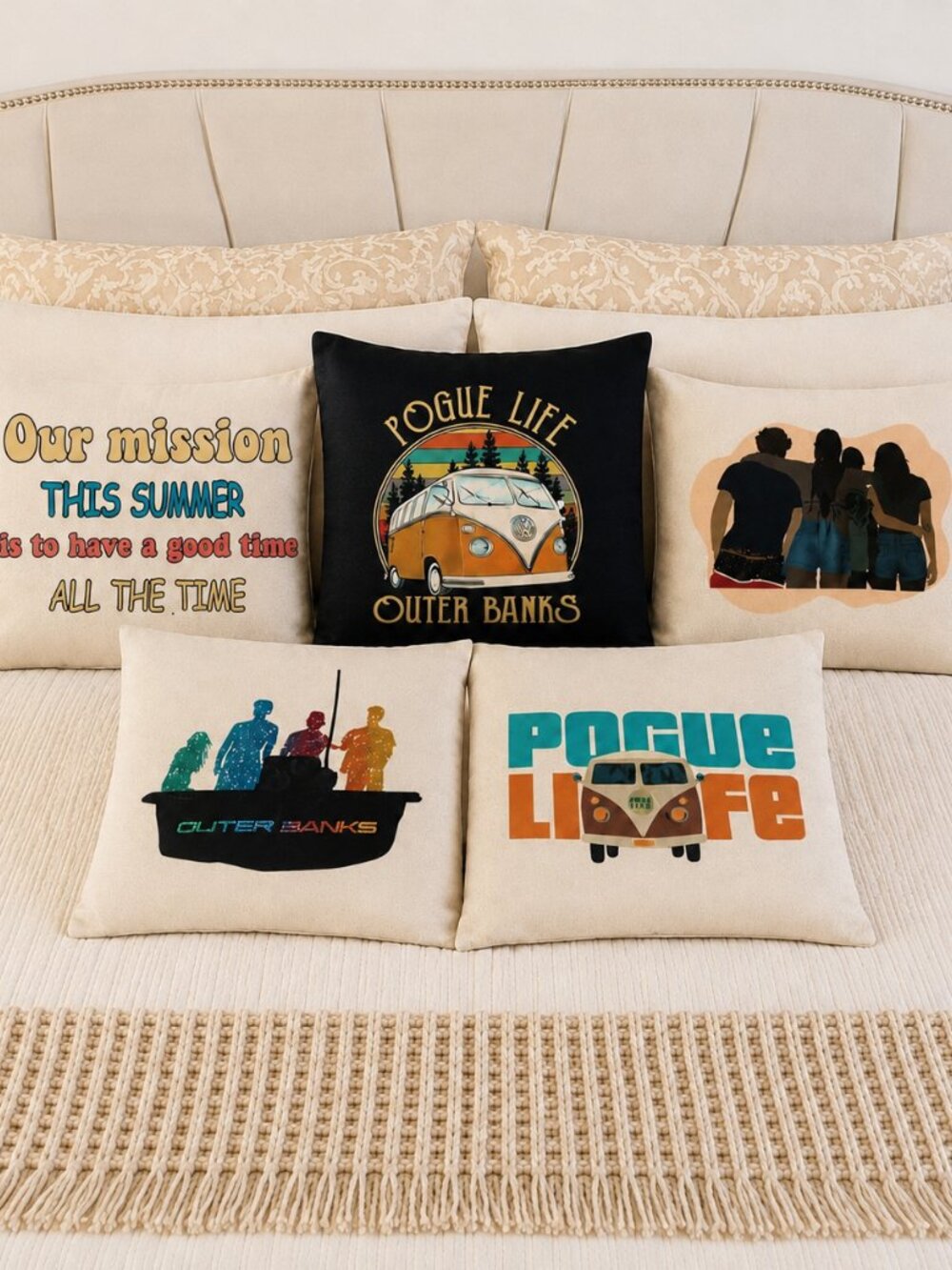 Outer Banks Netflix Throw Pillow Covers Set of 5 18x18 Coastal Beach Decor Linen